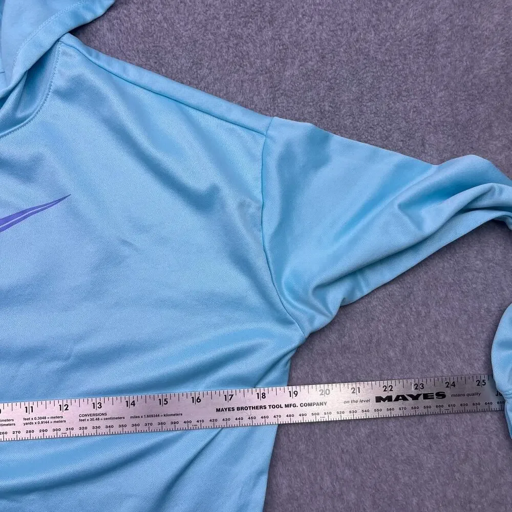 Nike Therma-Fit Hoodie Girls Large Blue‎ Swoosh Long Sleeve Pullover Sweatshirt